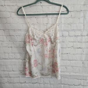 Vanity Fair Pink Floral Camisole Vtg Slip Tank Sz 36 M Soft Fem